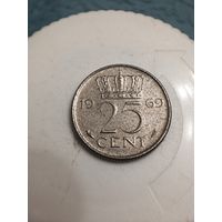 Нидерланды 25 центов 1969