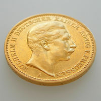20 марок 1891 А, Германия, Пруссия, Вильгельм II. Коллекционное состояние