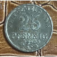 Монеты 25 пфеннигов 1918 год. Районы Бохум, Гельзенкирхен и Хаттинген. Веймарская республика.