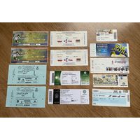 13 Билетов с 1996 по 2020 годы / Беларусь Футбол - Украина, Польша Узбекистан Германия Люксембург Чехия / Хоккей - Дания / с 1 РУБЛЯ