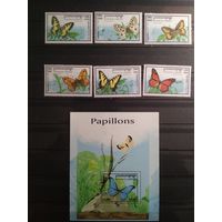 Камбоджа 1998 г. Бабочки.