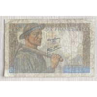 Банкнота 10 франков 1942 год. Франция. С рубля без МЦ.