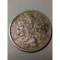 6 пенсов Великобритания 1958 год