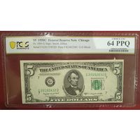 5 долларов США 1950С, Federal Reserve Note, Chicago. 64PPQ