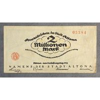 Банкнота 2 миллиона марок. 1923 год. Альтона. Веймарская республика. С рубля без МЦ.