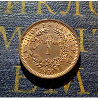 1 боливиано 1951 Боливия UNC #01