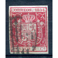 Испания (Королевство) - 1854г. - герб, 6 Cs - 1 марка - гашёная [Mi 26]. #1-Sp-17-A-1