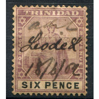 Британские колонии - Тринидад - 1896/1900г. - Британия, 6 P - 1 марка - гашёная [Mi 42]. #4-B5-124-A-1