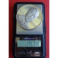 Германия. Веймарская республика 1924 г. Медаль. Воздухоплаватель Хуго Эккенер. Первый перелет через Атлантику.