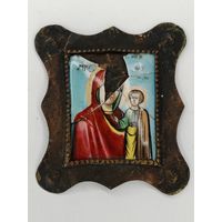 Икона Дева Мария и Иисус Христос. Финифть. Как есть. С рубля