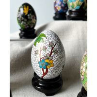 Статуэтка Яйцо Клуазоне клуазонне Перегородчатая эмаль с подставкой 6,5 х 4,5см