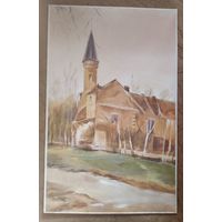 Храм. Акварель на холсте. 55х87 см.