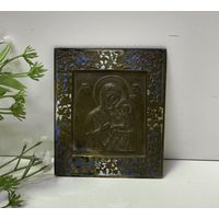 Икона Меднолитая, Божией Матери Тихвинская, эмаль, 19 век, с рубля!