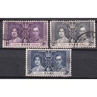 15a.BrKS. Великобритания. Колонии.  Фиджи. Коронация Георга VI и Елизаветы. 1937 г. Полная серия. Mi.##89-91.