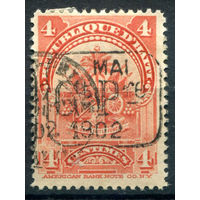 Гаити - 1902г. - пальма, герб, надпечатка, 4 с - 1 марка - гашёная [Mi 64]. #4-W1-121-A-1