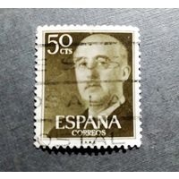Марка Испания 1955 год. Генерал Франко