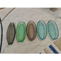 Селедочницы СССР 5 шт одним лотом цветное стекло