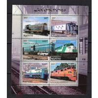 Серия блоков ЖД ПОЕЗДА   ТЕХНИКА  MNH