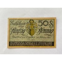 Нотгельд 50 пфеннигов Дрезден. Веймарская республика - 1602