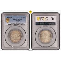 Германия.Бремен. 2 марки 1904 J. слаб PCGS MS66