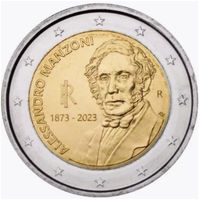 Италия 2 евро 2023 года, UNC. 150 лет со дня смерти Алессандро Мандзони. Предложите свою цену или обмен!