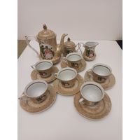 Чайный сервиз Малонна, сувенирный винтажный фарфор, 6 персон .