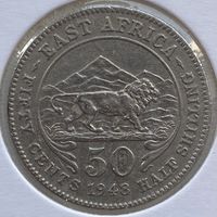 Британская Восточная Африка 50 центов 1948 г. В холдере
