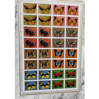 Фауна. Бабочки. Аджман (ОАЭ). 1971. 1 малый лист с/з. Michel N 1124-1143 (30,0 е)