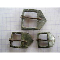 Пряжки древние, 3 шт. Бронза, литье.