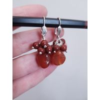 Лот С 1 РУБЛЯ! много лотов! Серьги винтажные Агат кирпичный