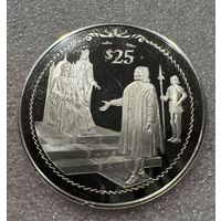 25 долларов 1992 21,5г серебро 925 пр 500 лет открытию нового света