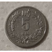 Уругвай 5 новых песо, 1989 (14-11-33)
