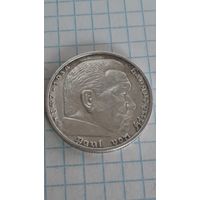 С 1 РУБЛЯ ! МОНЕТА СЕРЕБРО ГЕРМАНИЯ ГИНДЕНБУРГ 5 МАРОК 1935 год