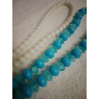 Бусы 113 белые и бирюзовые одним лотом