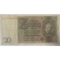 Банкнота 20 марок 1929 год. Веймарская республика. С рубля без МЦ.
