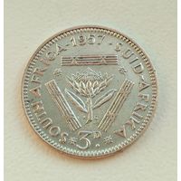 ЮАР, 3 пенса, 1957г. (серебро).