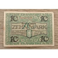 Werty71 Германия 10 марок 1918 банкнота Франкфурт