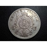 Франция 5 франков 1869 "BB" - Страсбург Ag900