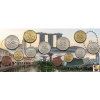 Сингапур набор монет 1, 5, 10, 20, 50 центов, 1 доллар. Герб Сингапура. Предложи свою цену или обмен!