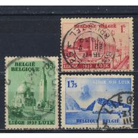 Бельгия Кор 1938 Всемирная выставка Вода Льеж Церковь Святого сердца и Богоматери Лурдской Павильон Вид на павильон со стороны Альберт-канала #482,483,485