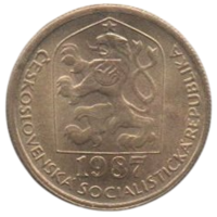 Чехословацкая Социалистическая Республика ( ЧССР, Чехословакия ). 20 геллеров 1987. UNC. Наборная.
