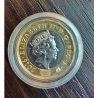 Юбилейная биметаллическая монета 2 фута стерлингов Великобритании в слабе