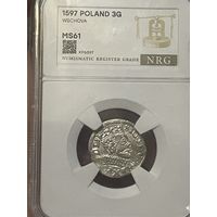 3 гроша 1597 MS61 Познань
