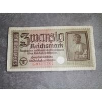 20 Рейхсмарок 1940-1945. Немецкие оккупационные территории