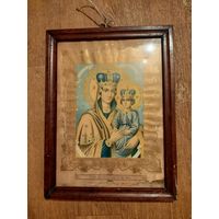 Икона старинная БМ Спорушница грешных, хромолитография в ореховой раме под стеклом. Большой размер.