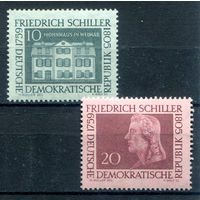 ГДР - 1959г. - Фридрих Шиллер, поэт. Дом писателя. - 2 марки - полная серия, MNH [Mi 733-734]. #1-GG-24-KS-2