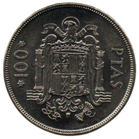КОРОЛЕВСТВО ИСПАНИЯ. 100 ПЕСЕТ 1975(76). РЕДКАЯ