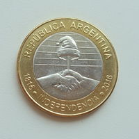 Аргентина 2 песо 2016 год 200 лет Независимости Аргентины биметалл