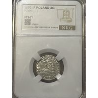 3 гроша 1594 MS61 штемпельная монета!