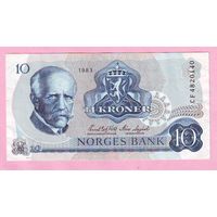 Норвегия. 10 крон 1983 год